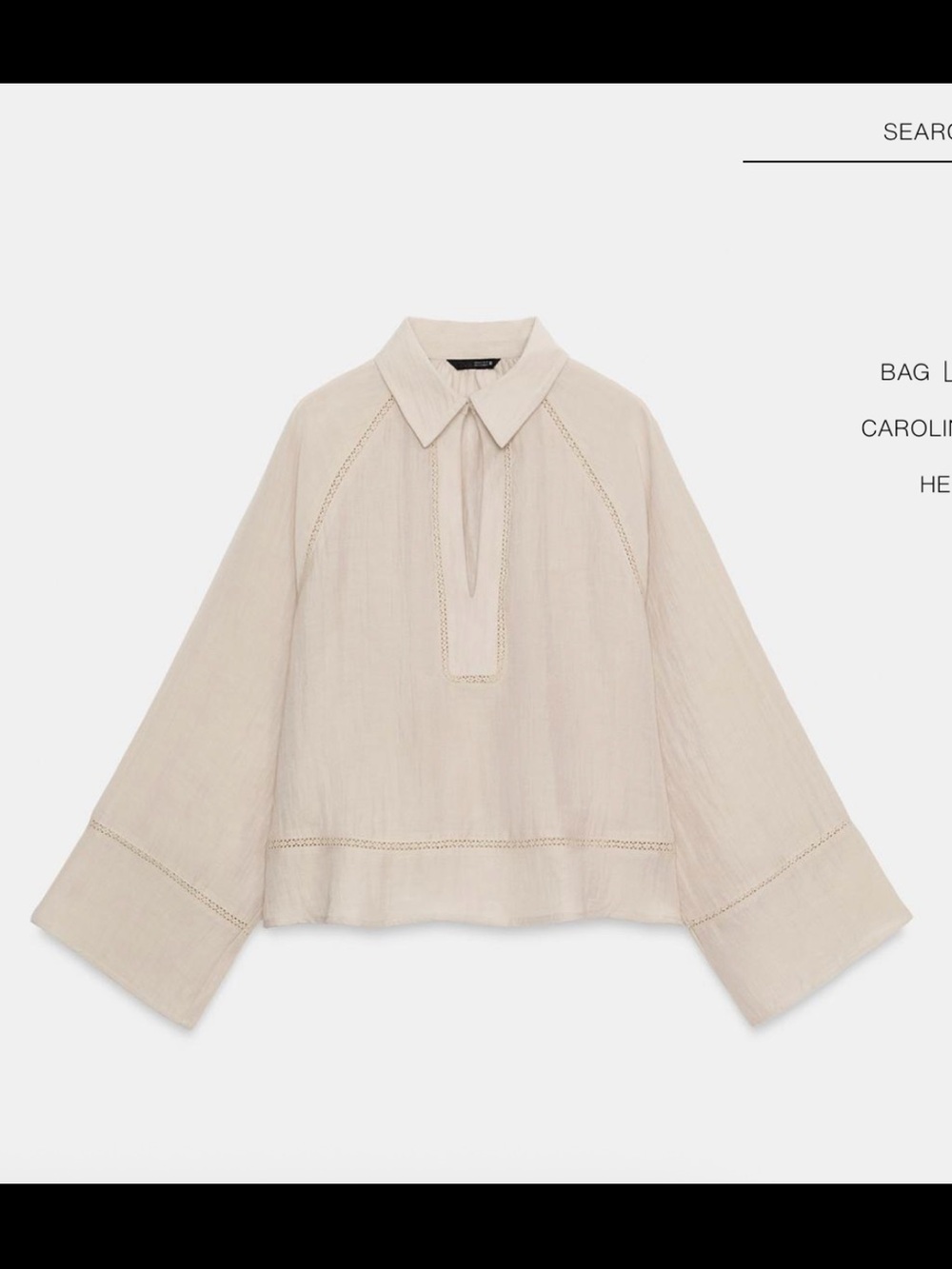 Zara RUSTIC LACE INSERT BLOUSE
LIGHT BEIGE - REF 8741/037
